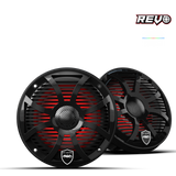 REVO 6 SW-B V3 | REVO Series 6.5-inch High-Output Component Style Coaxial Speakers w/ SW-Black RGB Grilles