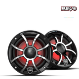 REVO 6 XS-B-SS V3 | REVO Series 6.5-inch High-Output Component Style Coaxial Speakers w/ XS-Black-Stainless Steel RGB Grilles