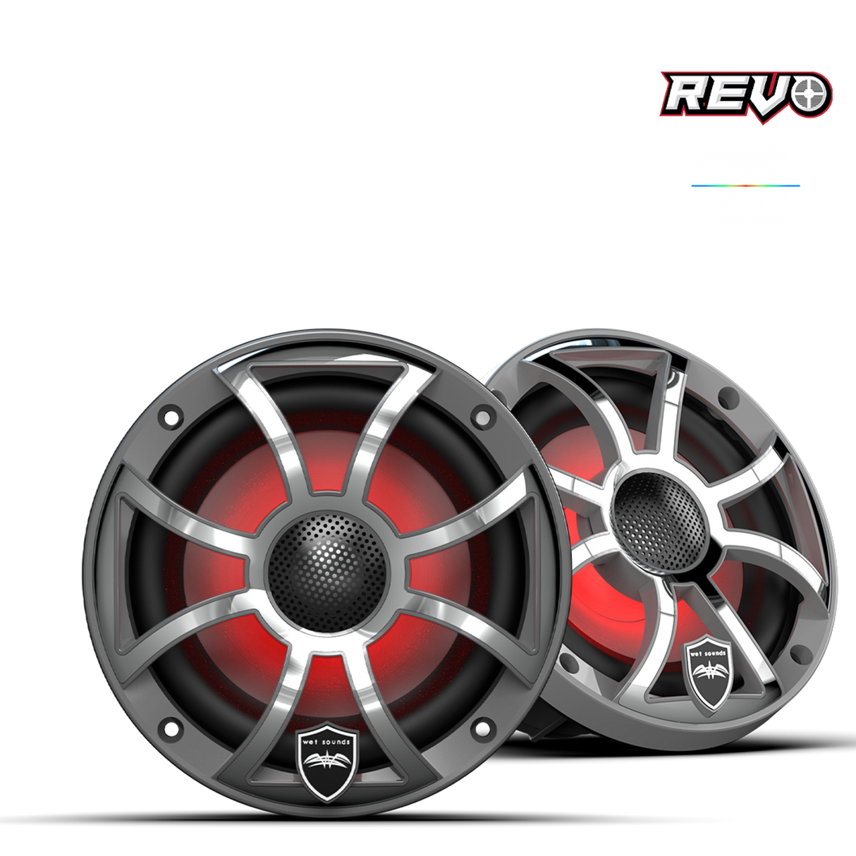 REVO 6-XSG-SS | REVO Series 6.5-inch High-Output Component Style Coaxial Speakers w/ XS-Gunmetal-Stainless Steel RGB Grilles