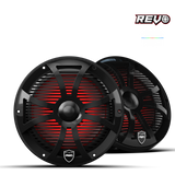 REVO 8 SW-B V3 | REVO Series 8-inch High-Output Component Style Coaxial Speakers w/ SW-Black RGB Grilles