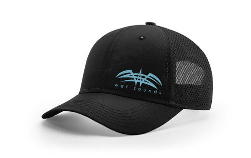 Richardson Airmesh Snap Back Cap - Black w/Cool Blue Offset Wet Sounds Logo